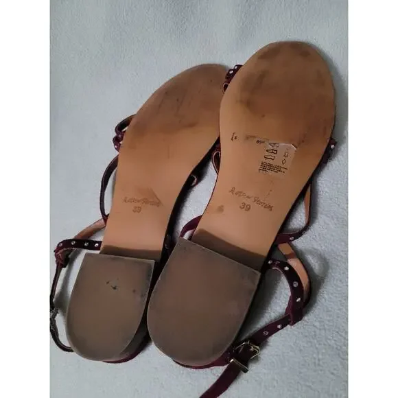& Other Stories Sz 39 Studded Ankle Strap Sandals Purple Plum Velvet Suede - Picture 4 of 9